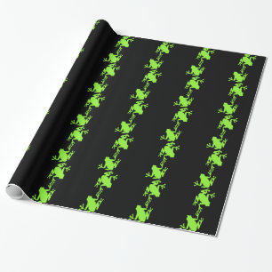 Cadeau le papier d'emballage, verdissent les grenouilles