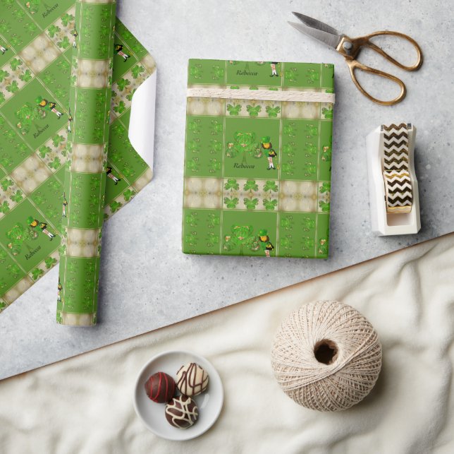 Cadeau Leprechaun & papier Shamrock à envelopper (Artisanat)