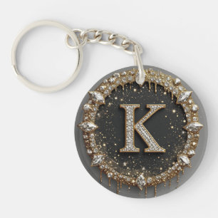 Cadeau lettre K diamant noir or