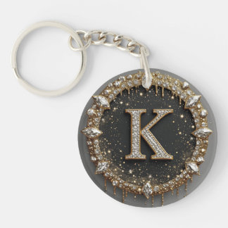 Cadeau lettre K diamant noir or