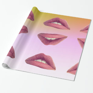 Cadeau Lèvres Papier à envelopper brillant, 30 po x 6 pi