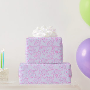 Cadeau Ligne rose Motif à fleurs dessiné sur papier mauve