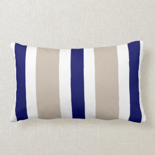 Cadeau lombaire beige de coussin de rayure de bleu