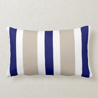 Cadeau lombaire beige de coussin de rayure de bleu