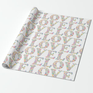 Cadeau LOVE - papier d'emballage coloré