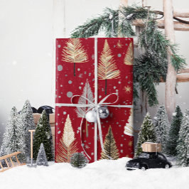 Cadeau Lux Christmas Gold sur papier d'emballage rouge