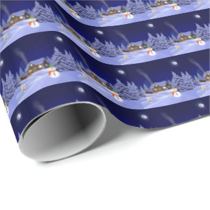 Cadeau Maison en papier d'enveloppement d'hiver