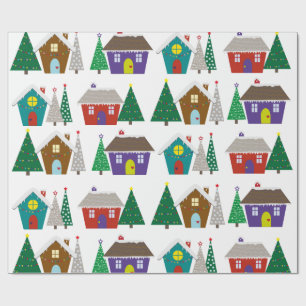 Cadeau Maisons neigeuses mignonnes - papier d'emballage