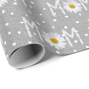 Cadeau Maman Fleur de marguerite sur papier d'emballage à