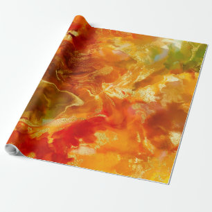 Cadeau Marbre rouge orange, or, papier d'emballage imprim