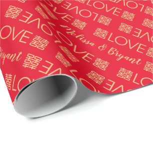 Cadeau Mariage chinois double bonheur papier enveloppemen