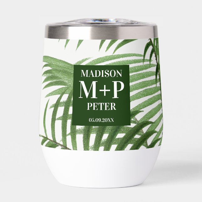 Cadeau Mariage monogramme de palmier tropical (Avant)