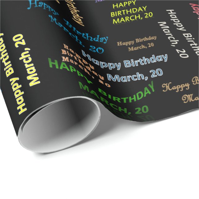 Cadeau Mars, 20 Anniversaire Papier d'enveloppement cadea (Coin rond)
