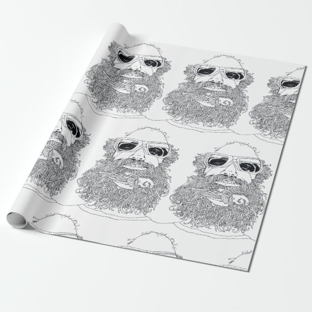 Cadeau Matt avec un oiseau en son papier d'emballage de (Déroulé)