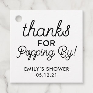 Cadeau Merci pour les étiquettes Popping By Shower Favor