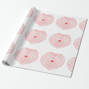 Cadeau Mondes d'amour papier enveloppement de coeur