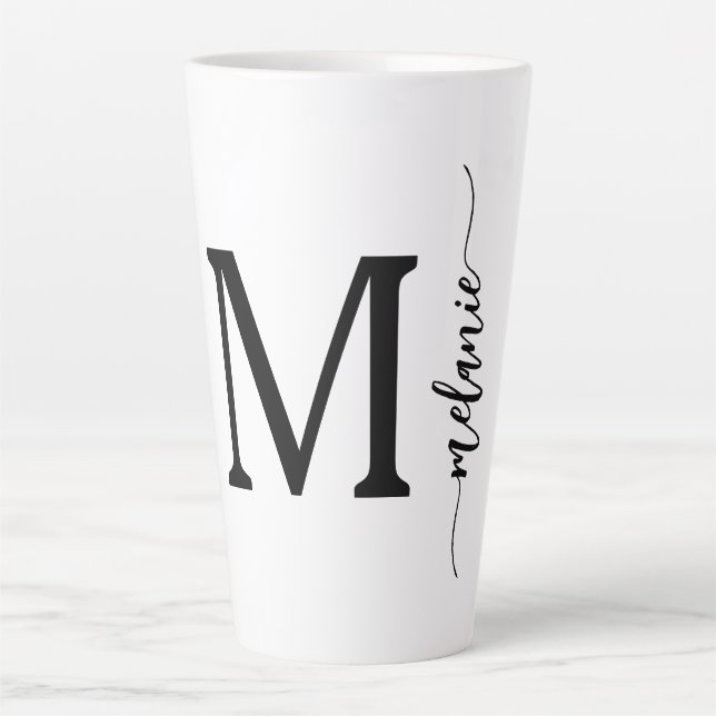 Cadeau Monogramme main Lettré blanc latte Mug (Devant)