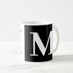 Cadeau Monogramme moderne Noir Blanc café Mug