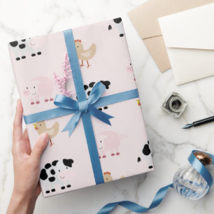 Cadeau Motif d'animaux de ferme Papier à enveloppement ro