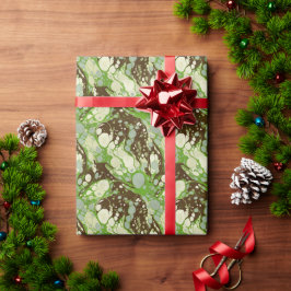 Cadeau Motif de papier marbre vert de Suminagashi