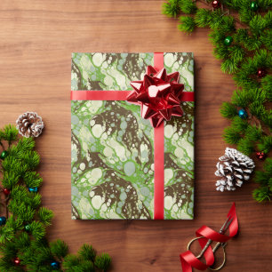 Cadeau Motif de papier marbre vert de Suminagashi