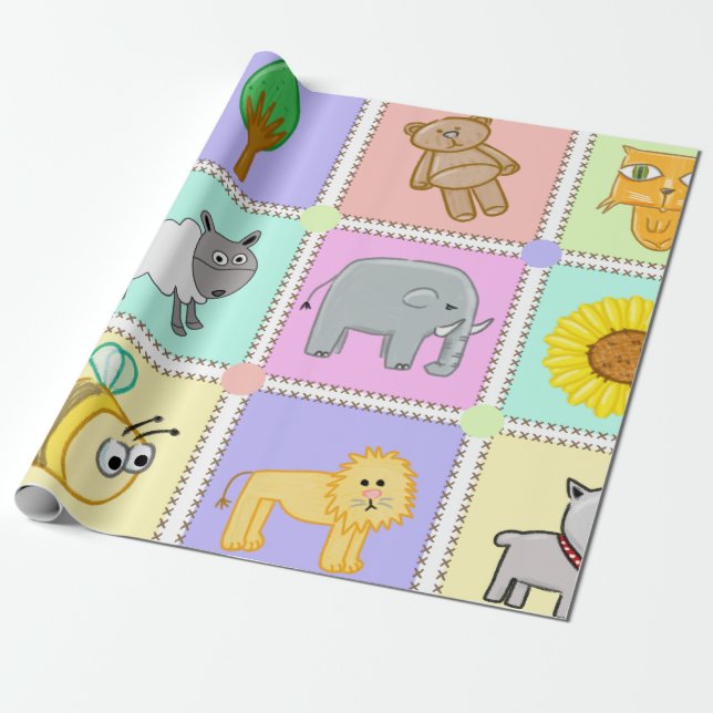 Cadeau Motif mignon d'édredon sur le papier d'emballage (Déroulé)