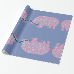 Cadeau Moustache Hippopotame Papier à enveloppement brill