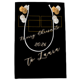 Cadeau Moyen Élégant sac de Noël personnalisé noir et or
