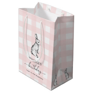 Cadeau Moyen Lapin Lapin Rose En vichy Favoriser Sac