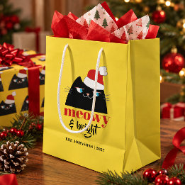 Cadeau Moyen Meowy & Bright Sac de Noël personnalisé pour chat
