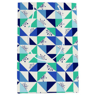 Cadeau Moyen Patchwork Snowflakes - Arrière - plan léger - Sac 