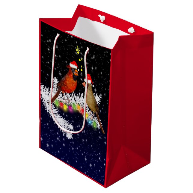 Cadeau Moyen Sac à cadeaux de Noël Cardinal (Devant Angle)