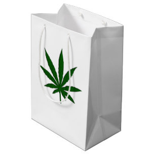 Cadeau Moyen Sac blanc clair feuille de mauvaises herbes