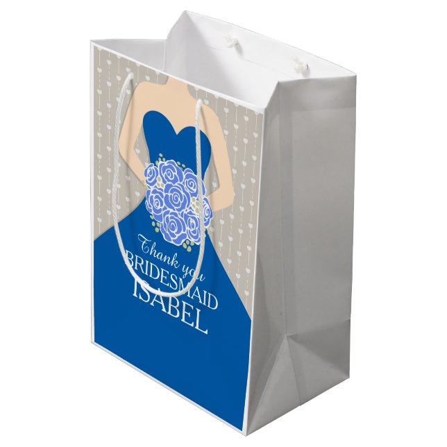 Cadeau Moyen Sac bleu nommé fait sur commande de robe de (Dos Angle)