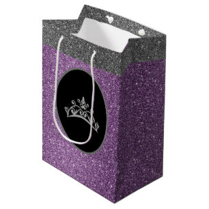 Cadeau Moyen Sac de Mlle Pageant Tiara Crown Purple FX