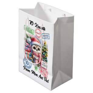 Cadeau Moyen Sac De Vacances Coloré Avec Chouette Père Noël Gai