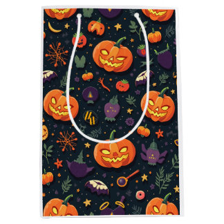 Cadeau Moyen sac en papier citrouille halloween