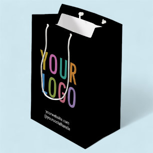 Cadeau Moyen Sac personnalisé noir pour cadeaux Entreprise Logo