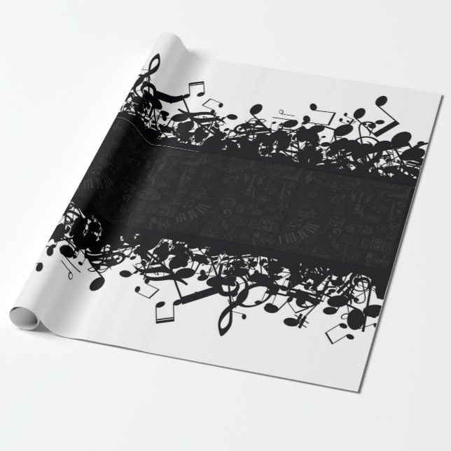 Cadeau Musique Note Guitare classique Papier d'enveloppem (Déroulé)