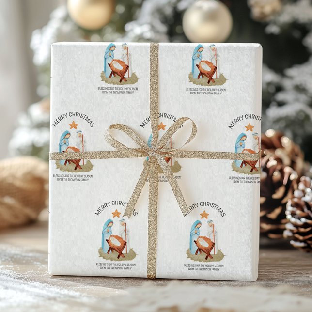 Cadeau Nativité Noël Papier d'enveloppement religieux (Créateur téléchargé)
