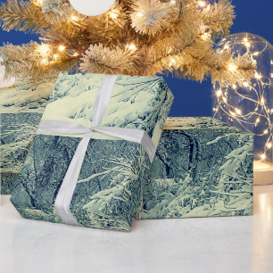 Cadeau NEIGE SUR LE papier d'emballage BRANCHES