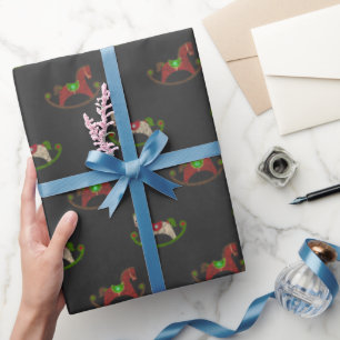 Cadeau Noël chaulkboard rocking cheval emballage papier