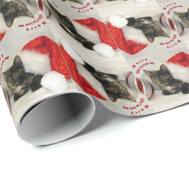Cadeau Noël de Holley - Papier à enveloppement chat/chato (Coin rond)