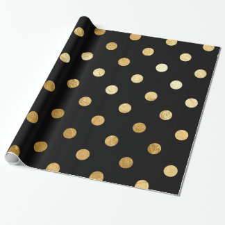 Cadeau Noir de papier d'emballage de motif de pois de