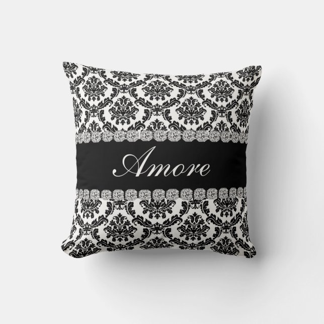 Cadeau NOIR du coussin   AMORE de regard de Bling (Recto)