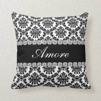 Cadeau NOIR du coussin AMORE de regard de Bling