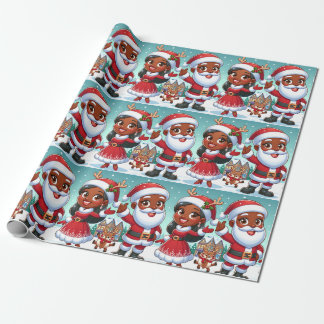 Cadeau Noir M. & Mme Claus papier d'emballage