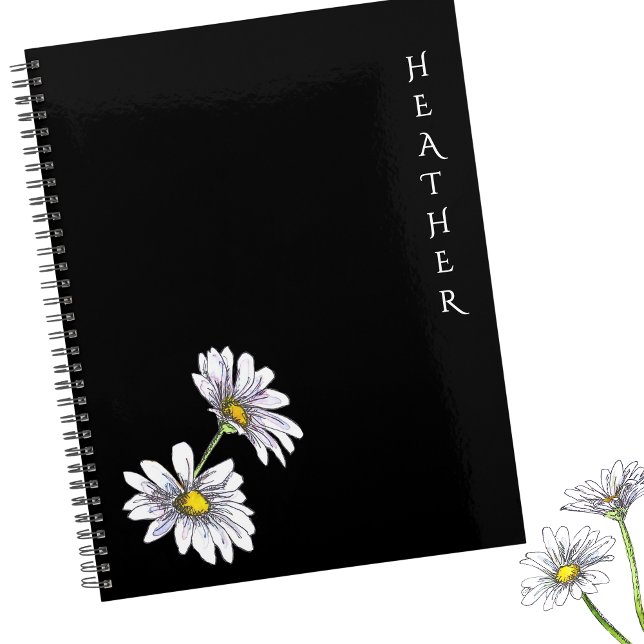 Cadeau noir personnalisé Boho Wildflower pour elle (Créateur téléchargé)
