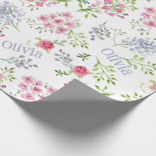 Cadeau Nom personnalisé Baby Girl Floral Wrapper Papier