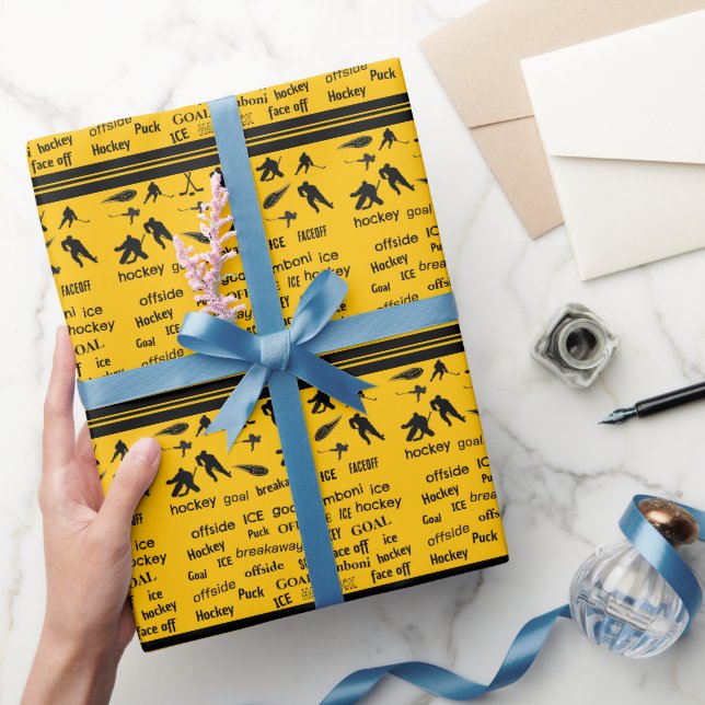 Cadeau Nom personnalisé Numéro Hockey Wrapper Papier (Cadeaux)